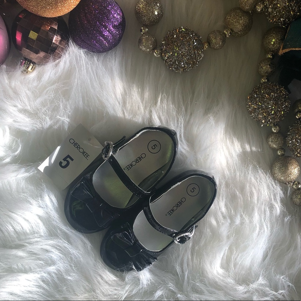 NWT: Black Cherokee Toddler Girl Dress Shoe